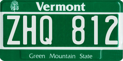 VT license plate ZHQ812