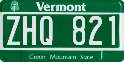 VT license plate ZHQ821