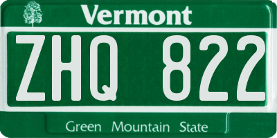 VT license plate ZHQ822