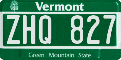 VT license plate ZHQ827