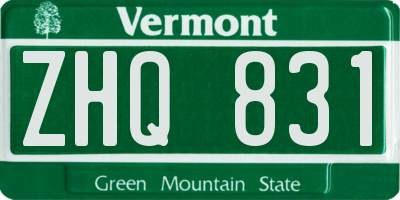 VT license plate ZHQ831
