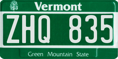 VT license plate ZHQ835