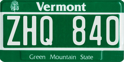 VT license plate ZHQ840