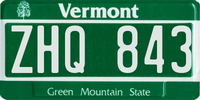 VT license plate ZHQ843