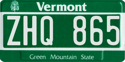 VT license plate ZHQ865