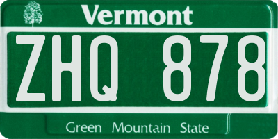 VT license plate ZHQ878