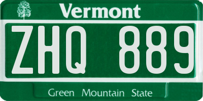 VT license plate ZHQ889