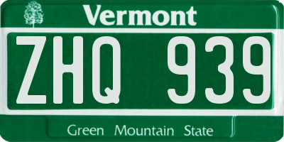 VT license plate ZHQ939