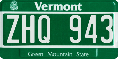 VT license plate ZHQ943