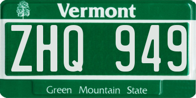 VT license plate ZHQ949