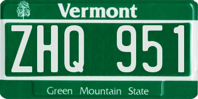 VT license plate ZHQ951