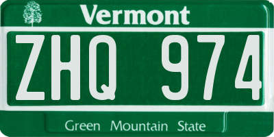 VT license plate ZHQ974
