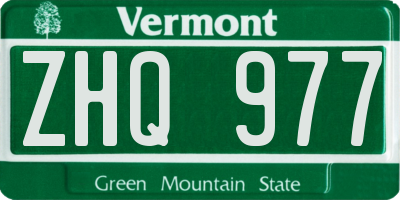 VT license plate ZHQ977