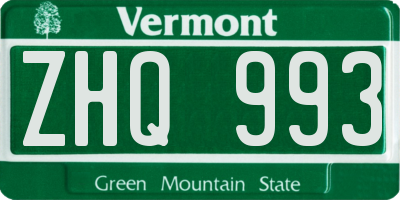VT license plate ZHQ993
