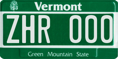 VT license plate ZHR000