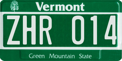 VT license plate ZHR014