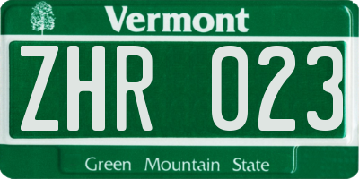 VT license plate ZHR023