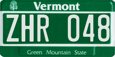 VT license plate ZHR048
