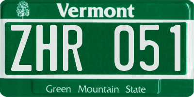 VT license plate ZHR051