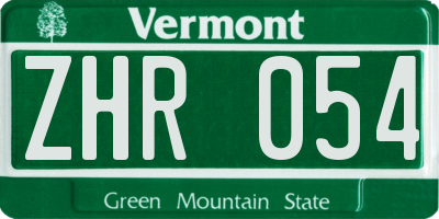 VT license plate ZHR054