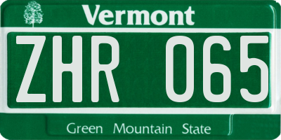 VT license plate ZHR065