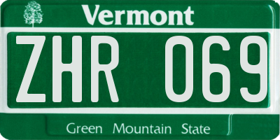 VT license plate ZHR069
