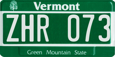 VT license plate ZHR073