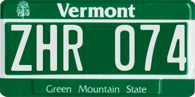 VT license plate ZHR074