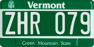 VT license plate ZHR079