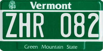 VT license plate ZHR082