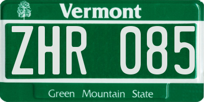 VT license plate ZHR085