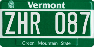VT license plate ZHR087