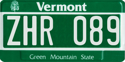 VT license plate ZHR089