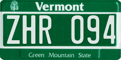 VT license plate ZHR094