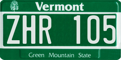 VT license plate ZHR105