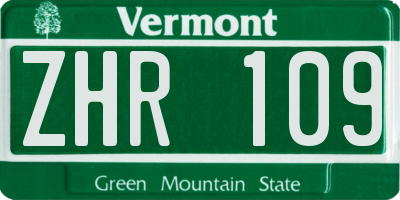 VT license plate ZHR109