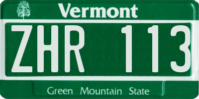VT license plate ZHR113