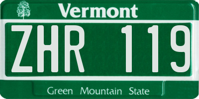 VT license plate ZHR119