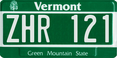 VT license plate ZHR121