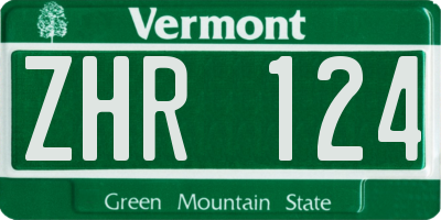 VT license plate ZHR124