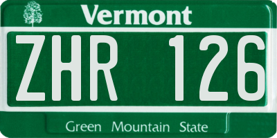 VT license plate ZHR126