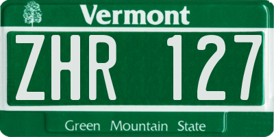 VT license plate ZHR127