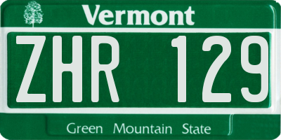 VT license plate ZHR129