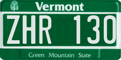 VT license plate ZHR130