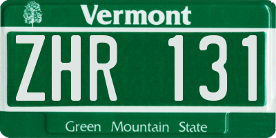 VT license plate ZHR131
