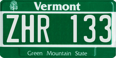 VT license plate ZHR133