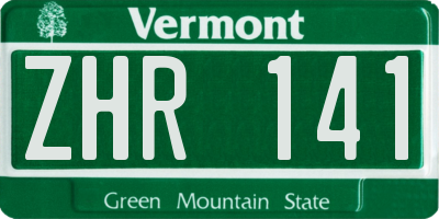 VT license plate ZHR141