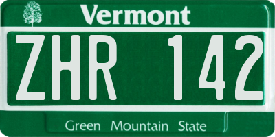 VT license plate ZHR142
