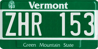 VT license plate ZHR153