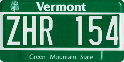 VT license plate ZHR154